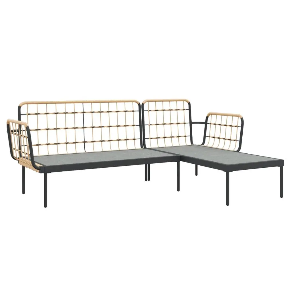 Garden Lounge Set PE Rattan Steel Frame 3 Piece Anthracite