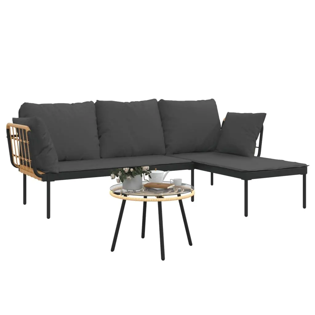 Garden Lounge Set PE Rattan Steel Frame 3 Piece Anthracite