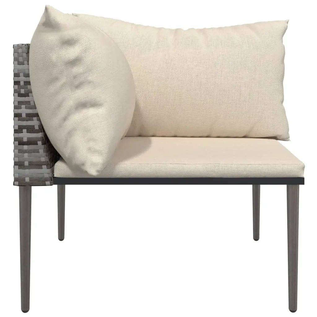 Garden Corner Sofa PE Rattan Modular Sectional Seating Grey