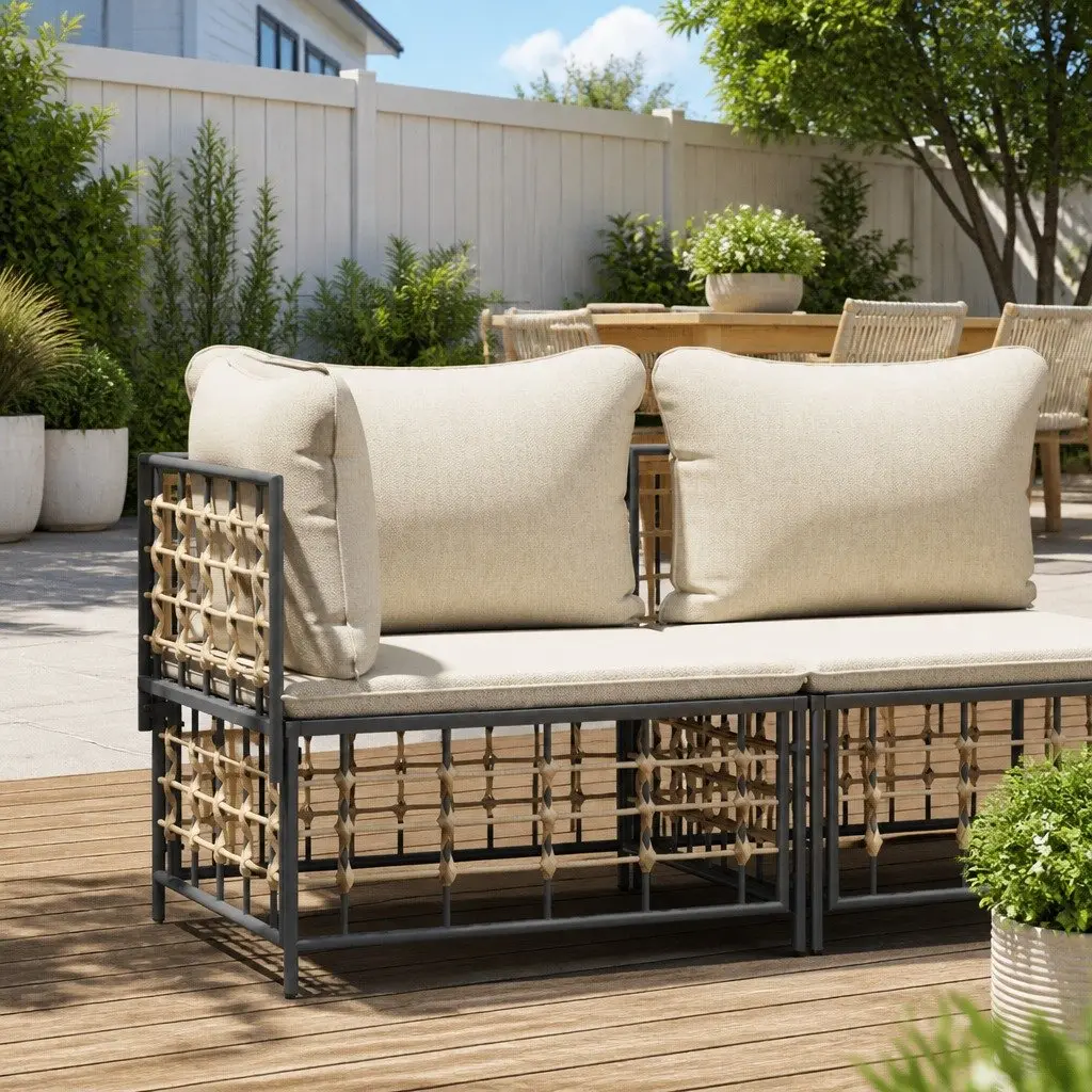 Garden Corner Sofa Modular PE Rattan Anthracite with Cushions