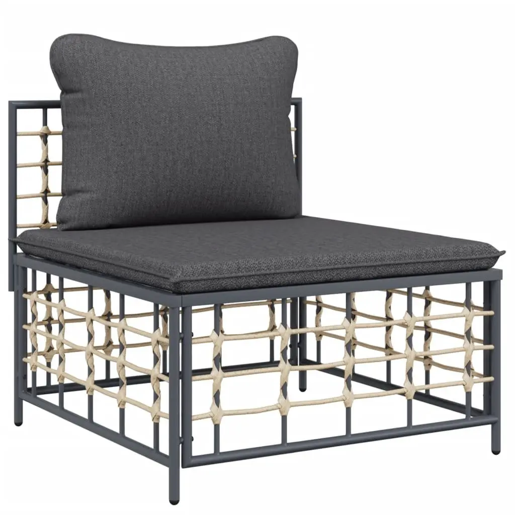 Garden Middle Sofa Modular Outdoor Seating PE Rattan Weather-Resistant Cushions