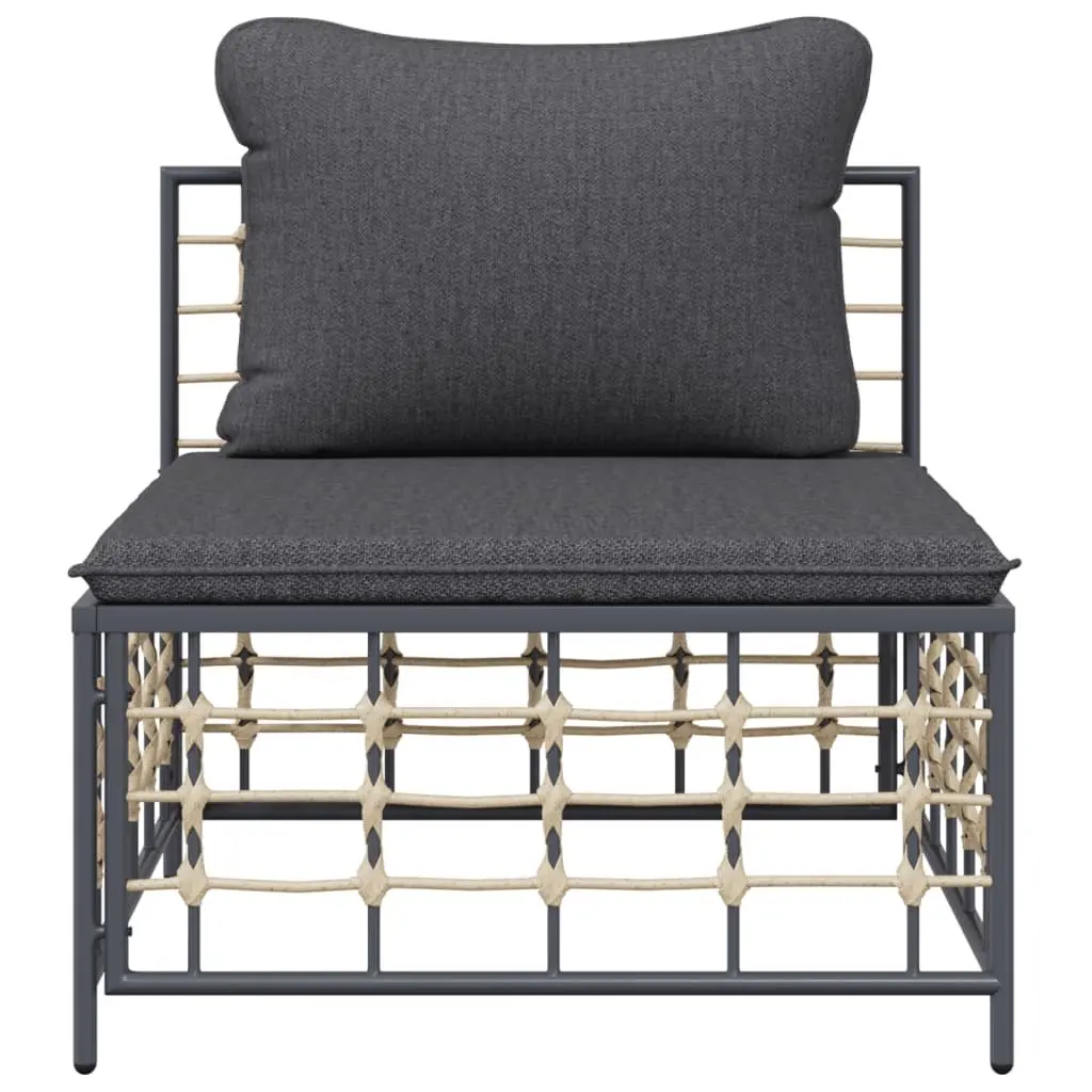 Garden Middle Sofa Modular Outdoor Seating PE Rattan Weather-Resistant Cushions