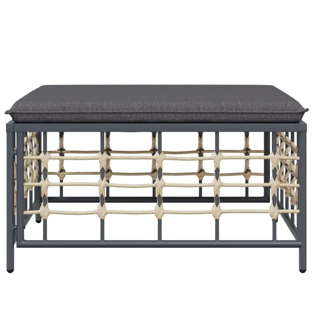 Garden Footstool Ottoman PE Rattan Anthracite Cushion