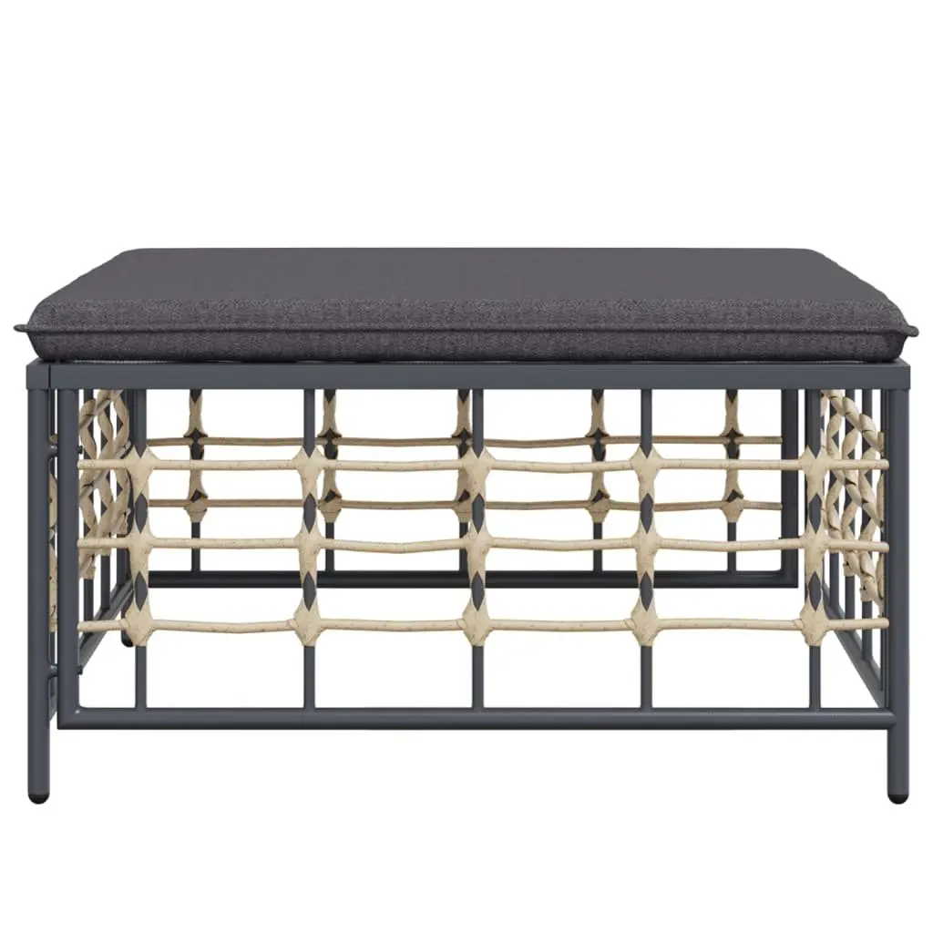 Garden Footstool Ottoman PE Rattan Anthracite Cushion