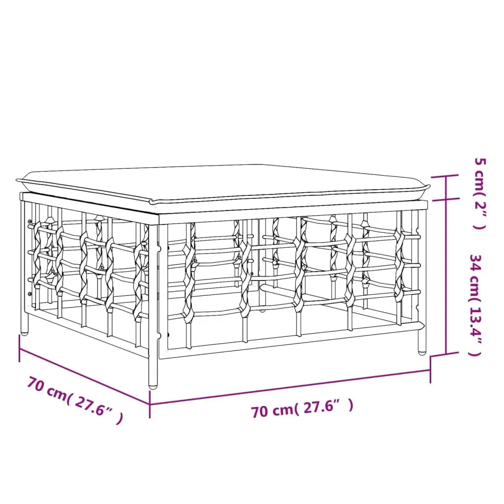 Garden Footstool Ottoman PE Rattan Anthracite Cushion