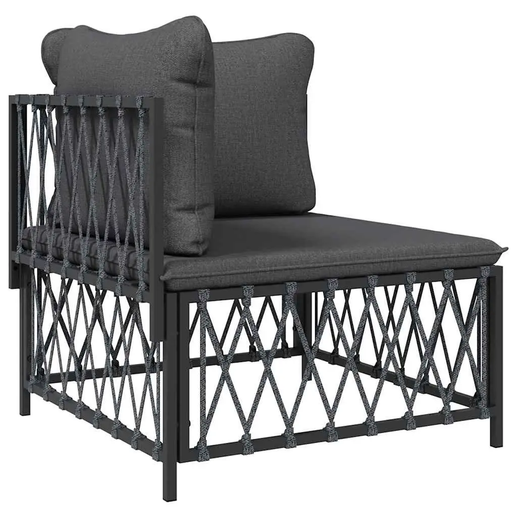 Outdoor Corner Sofa Woven Fabric Anthracite with Cushions