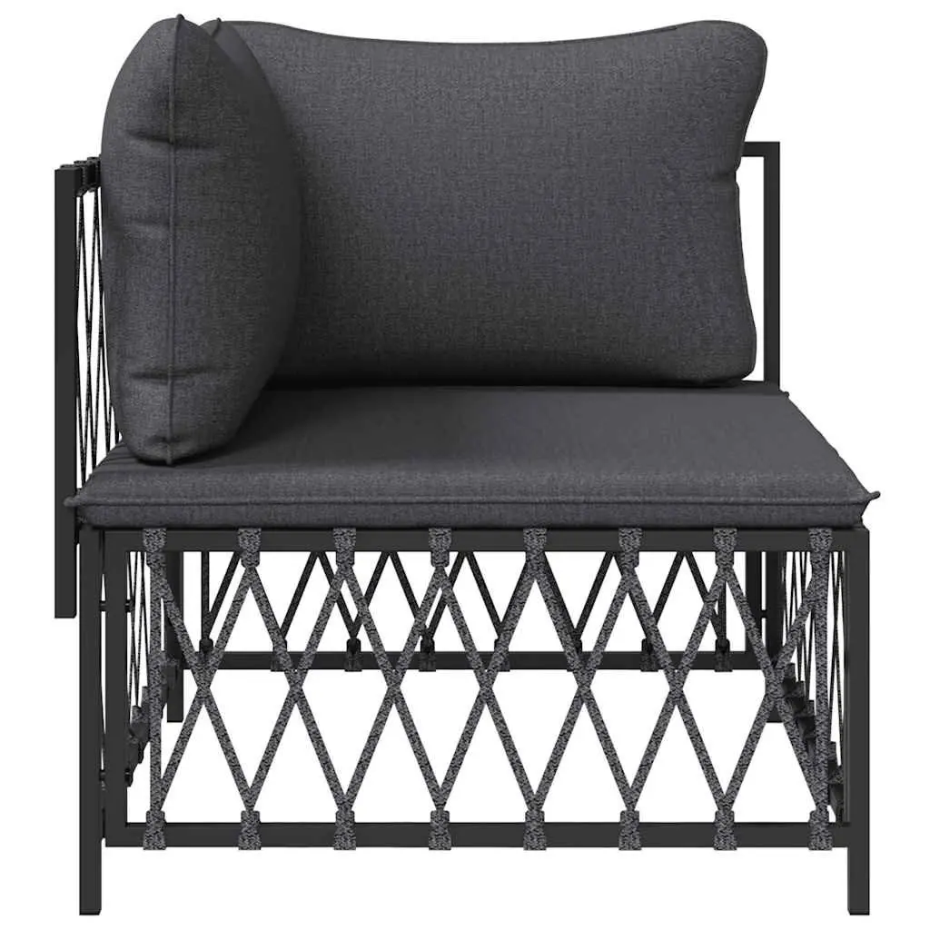 Outdoor Corner Sofa Woven Fabric Anthracite with Cushions