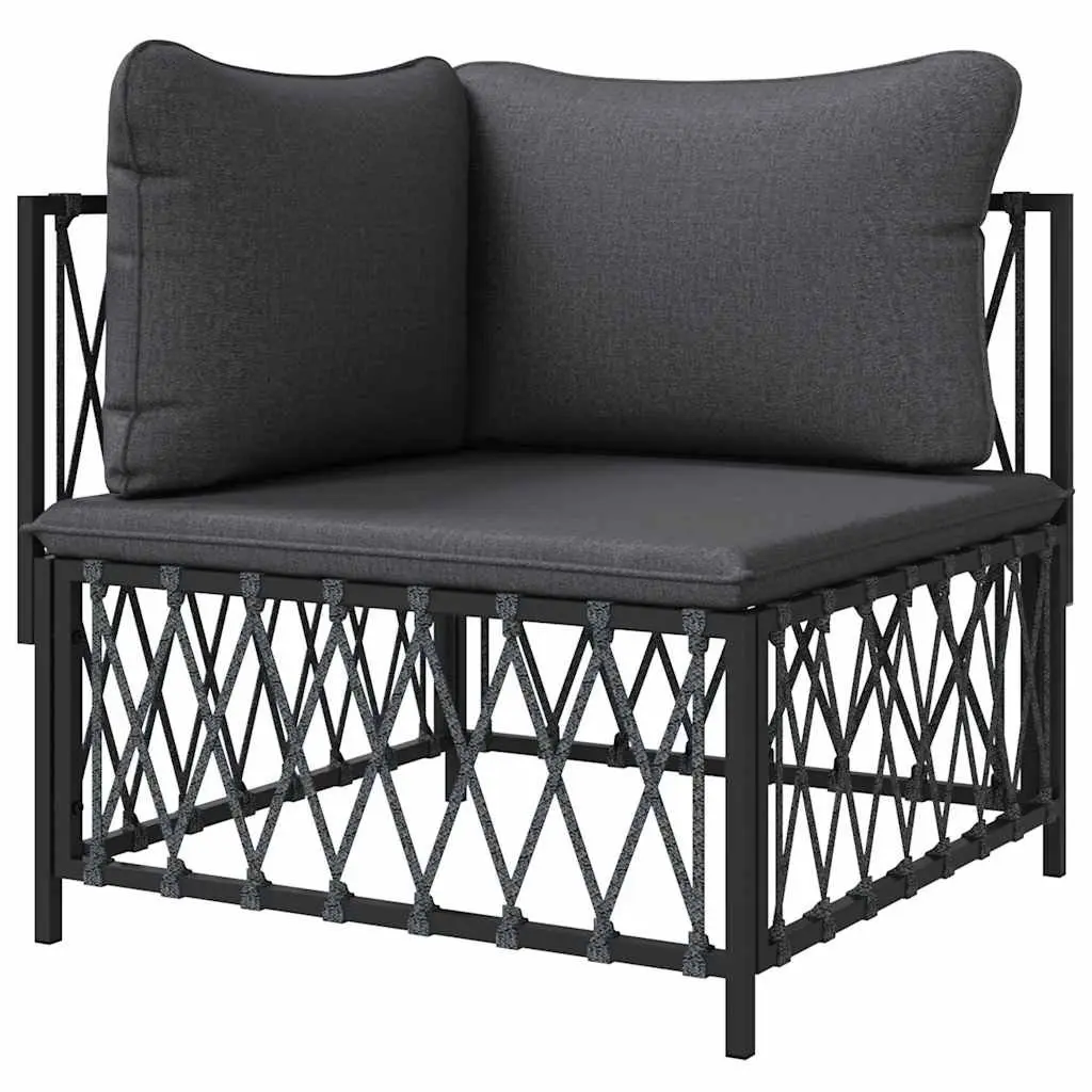Outdoor Corner Sofa Woven Fabric Anthracite with Cushions