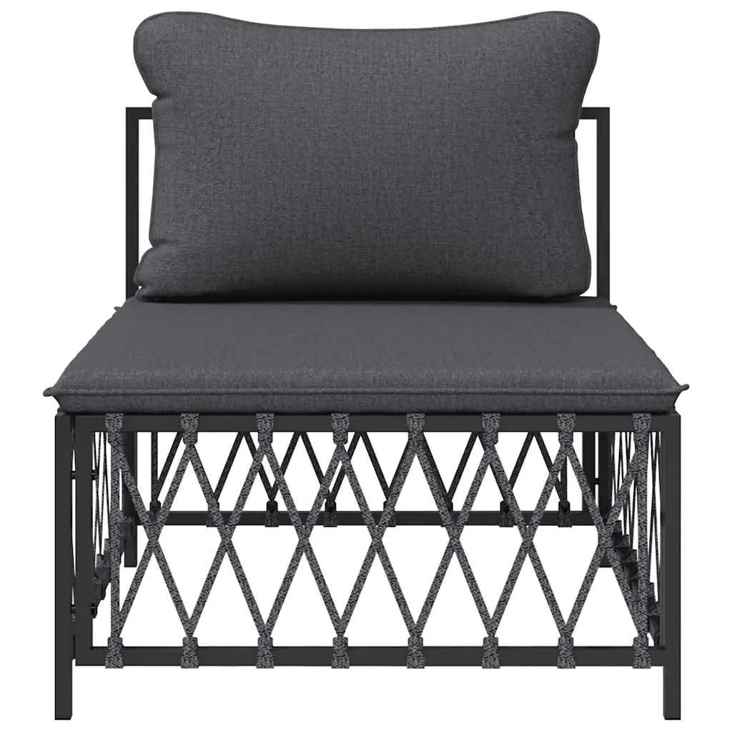 Modular Outdoor Sectional Sofa Unit Anthracite Woven Fabric Cushions Steel Frame