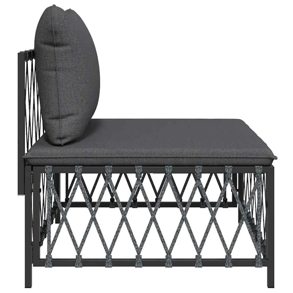 Modular Outdoor Sectional Sofa Unit Anthracite Woven Fabric Cushions Steel Frame
