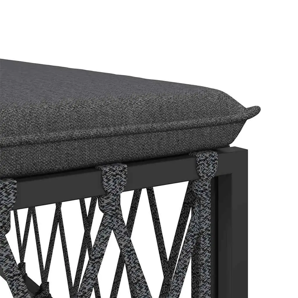 Modular Outdoor Sectional Sofa Unit Anthracite Woven Fabric Cushions Steel Frame