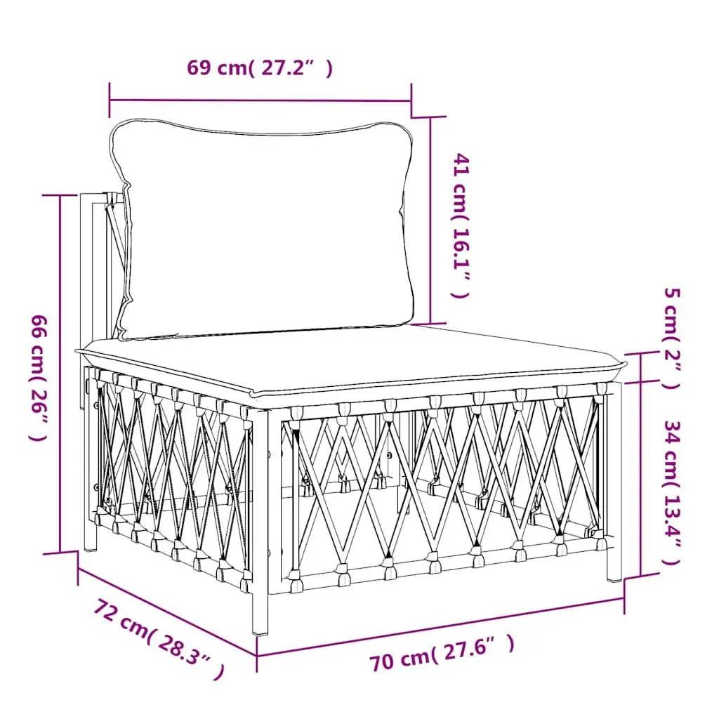 Modular Outdoor Sectional Sofa Unit Anthracite Woven Fabric Cushions Steel Frame