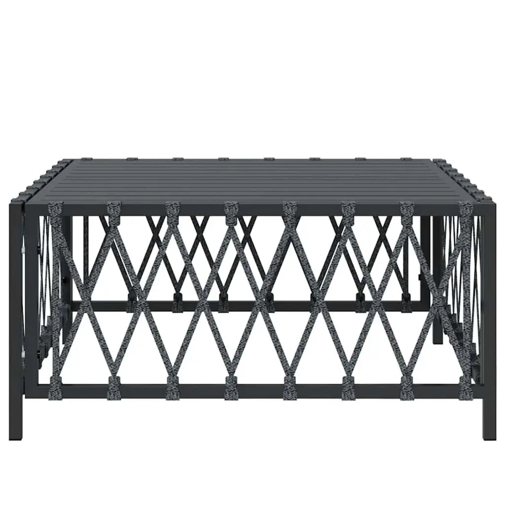 Garden Table Outdoor Woven Fabric 70x70x34 cm Anthracite Powder Coated Steel Frame