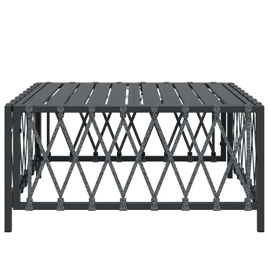 Garden Table Outdoor Woven Fabric 70x70x34 cm Anthracite Powder Coated Steel Frame