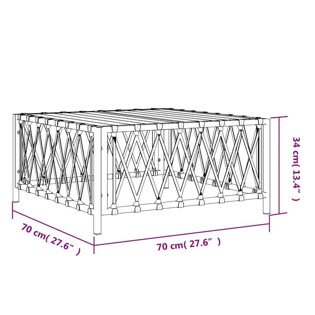 Garden Table Outdoor Woven Fabric 70x70x34 cm Anthracite Powder Coated Steel Frame