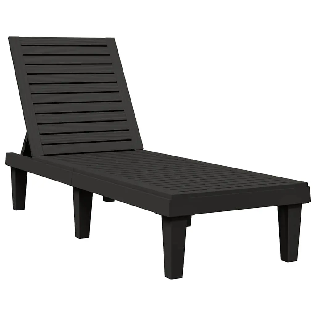 Sun Lounger Black Adjustable Backrest Outdoor Chaise Lounge Reclining Chair