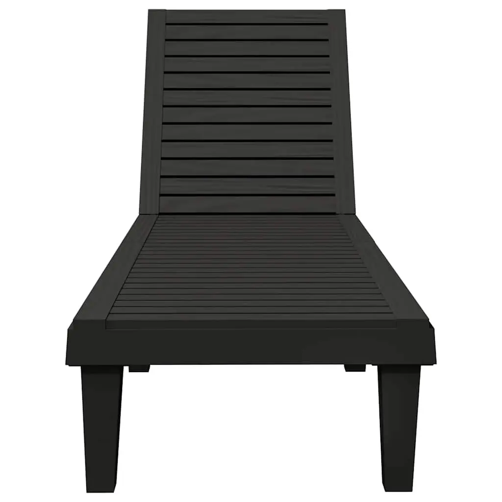 Sun Lounger Black Adjustable Backrest Outdoor Chaise Lounge Reclining Chair