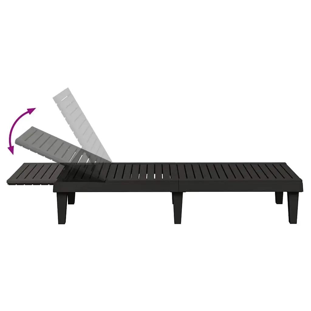 Sun Lounger Black Adjustable Backrest Outdoor Chaise Lounge Reclining Chair
