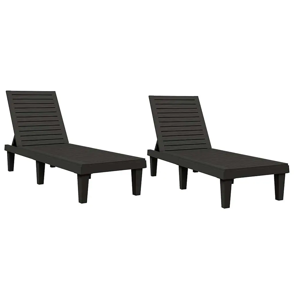Sun Loungers Polypropylene Adjustable Backrest 155 x 58 x 83 cm Black 2 Piece