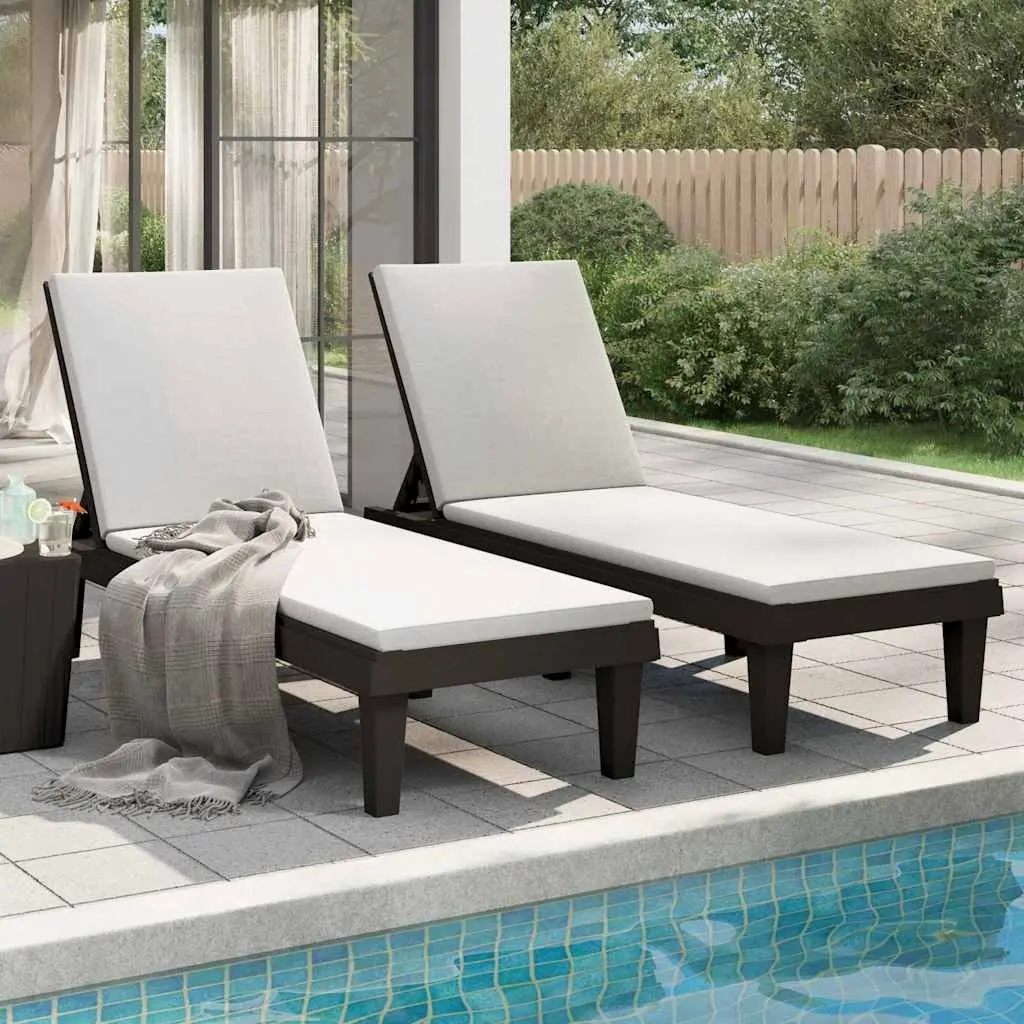 Sun Loungers Polypropylene Adjustable Backrest 155 x 58 x 83 cm Black 2 Piece