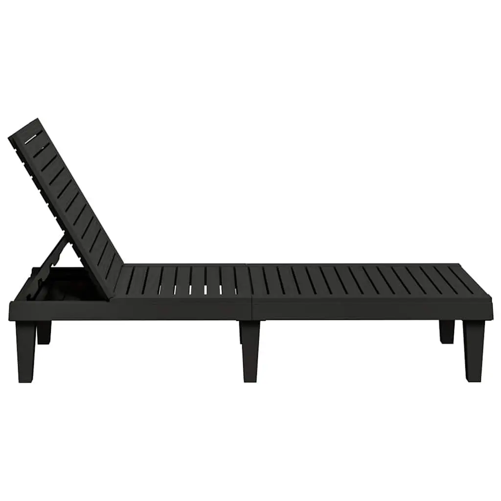 Sun Loungers Polypropylene Adjustable Backrest 155 x 58 x 83 cm Black 2 Piece