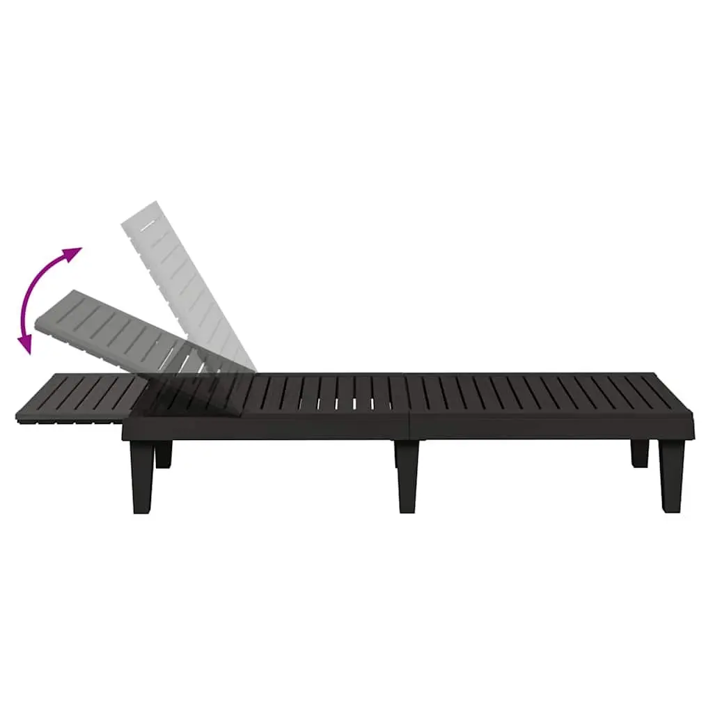 Sun Loungers Polypropylene Adjustable Backrest 155 x 58 x 83 cm Black 2 Piece