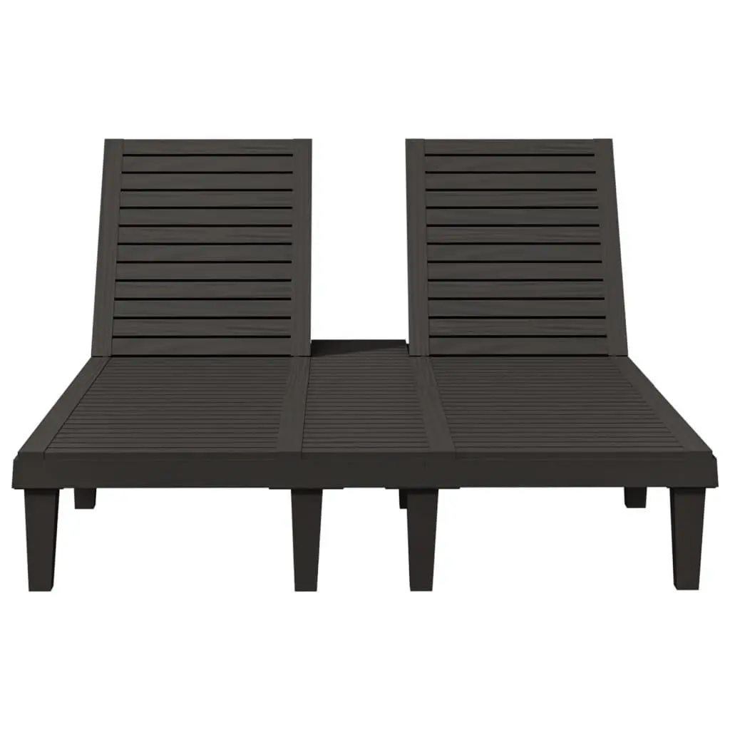 Double Sun Lounger Black Adjustable Reclining Outdoor Garden Patio Daybed
