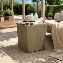 Practical Brown Garden Storage Table with Removable Lid
