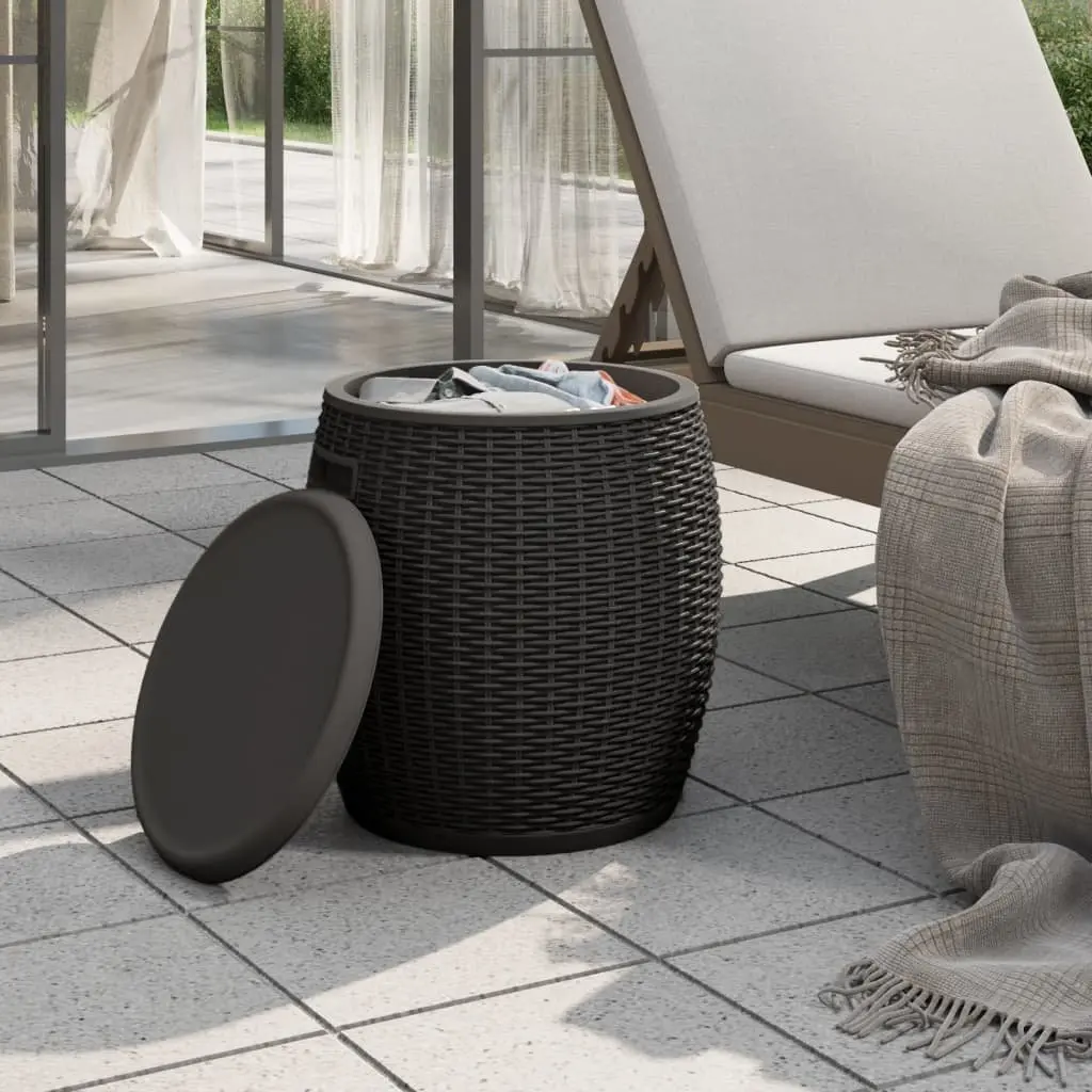 Garden Storage Box Polypropylene 4-in-1 Outdoor Stool Side Table Ice Cooler Black