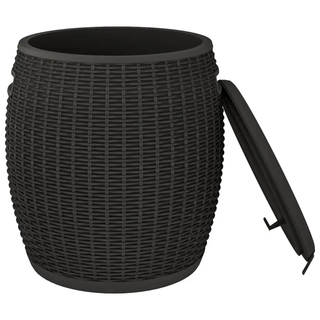 Garden Storage Box Polypropylene 4-in-1 Outdoor Stool Side Table Ice Cooler Black