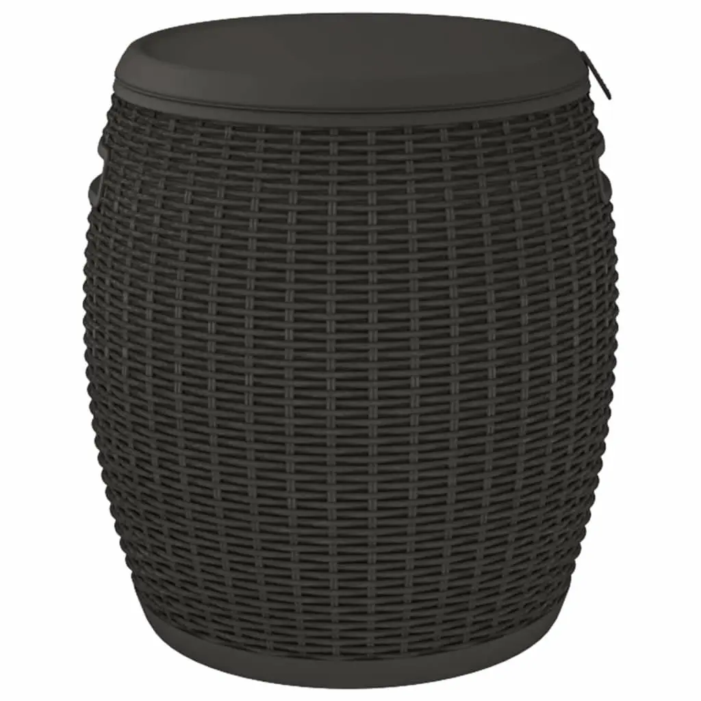 Garden Storage Box Polypropylene 4-in-1 Outdoor Stool Side Table Ice Cooler Black