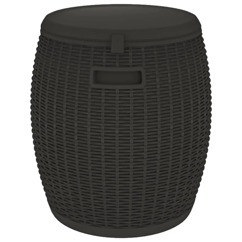 Garden Storage Box Polypropylene 4-in-1 Outdoor Stool Side Table Ice Cooler Black