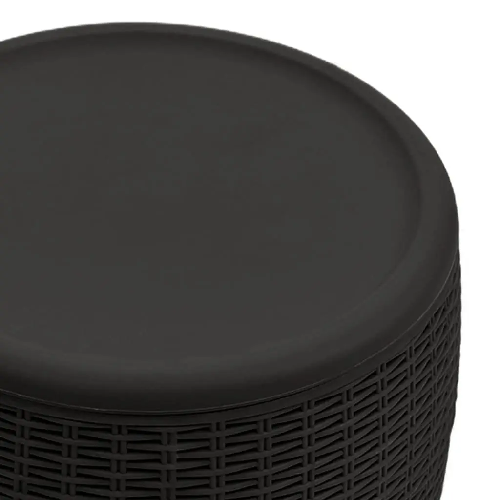 Garden Storage Box Polypropylene 4-in-1 Outdoor Stool Side Table Ice Cooler Black
