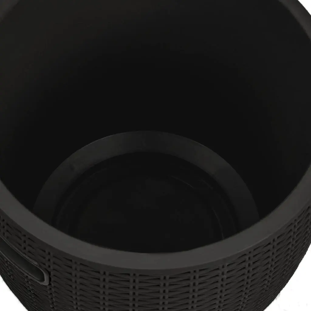 Garden Storage Box Polypropylene 4-in-1 Outdoor Stool Side Table Ice Cooler Black