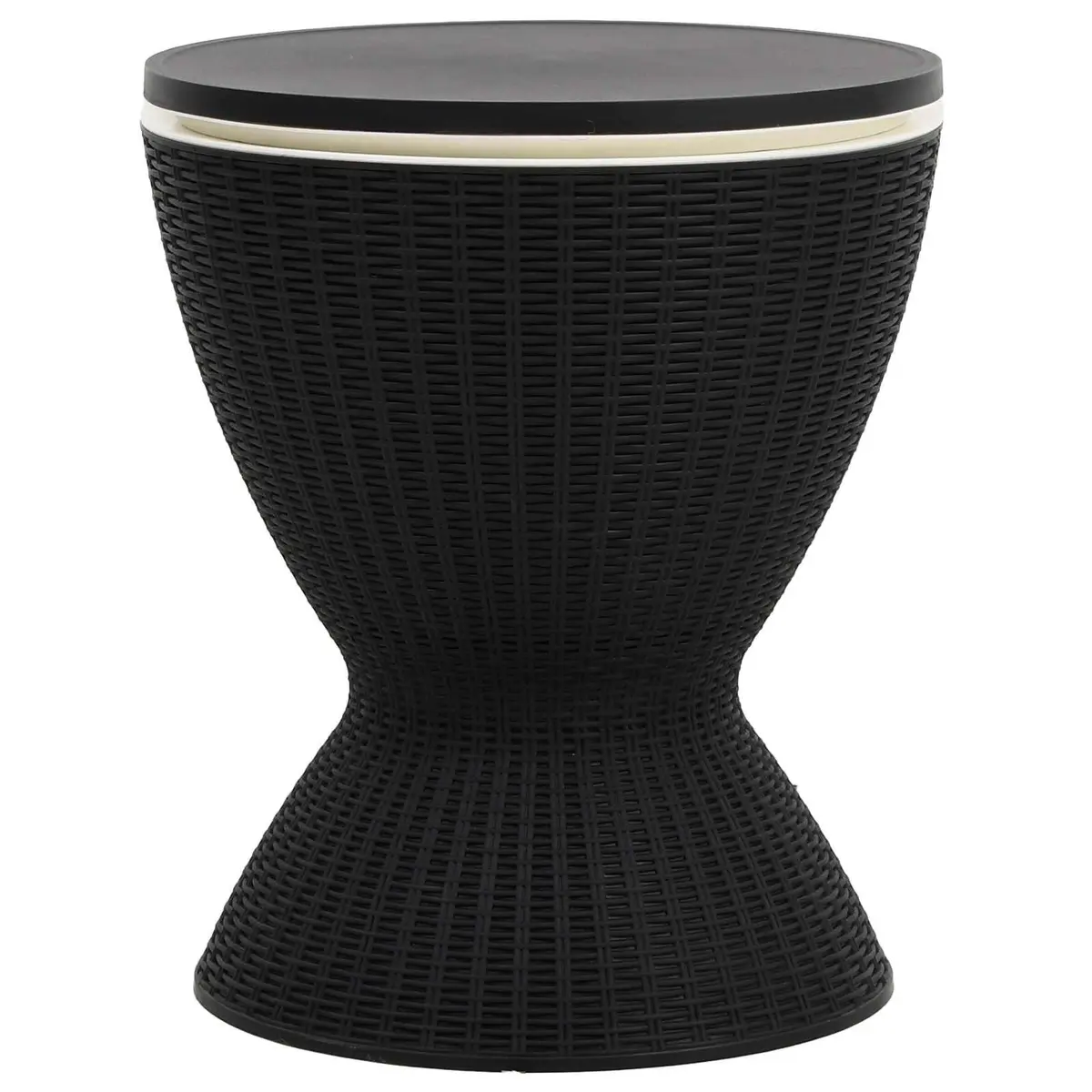 3-in-1 Ice Cooler Table Polypropylene Black Outdoor Beverage Cooler Cocktail Coffee Table