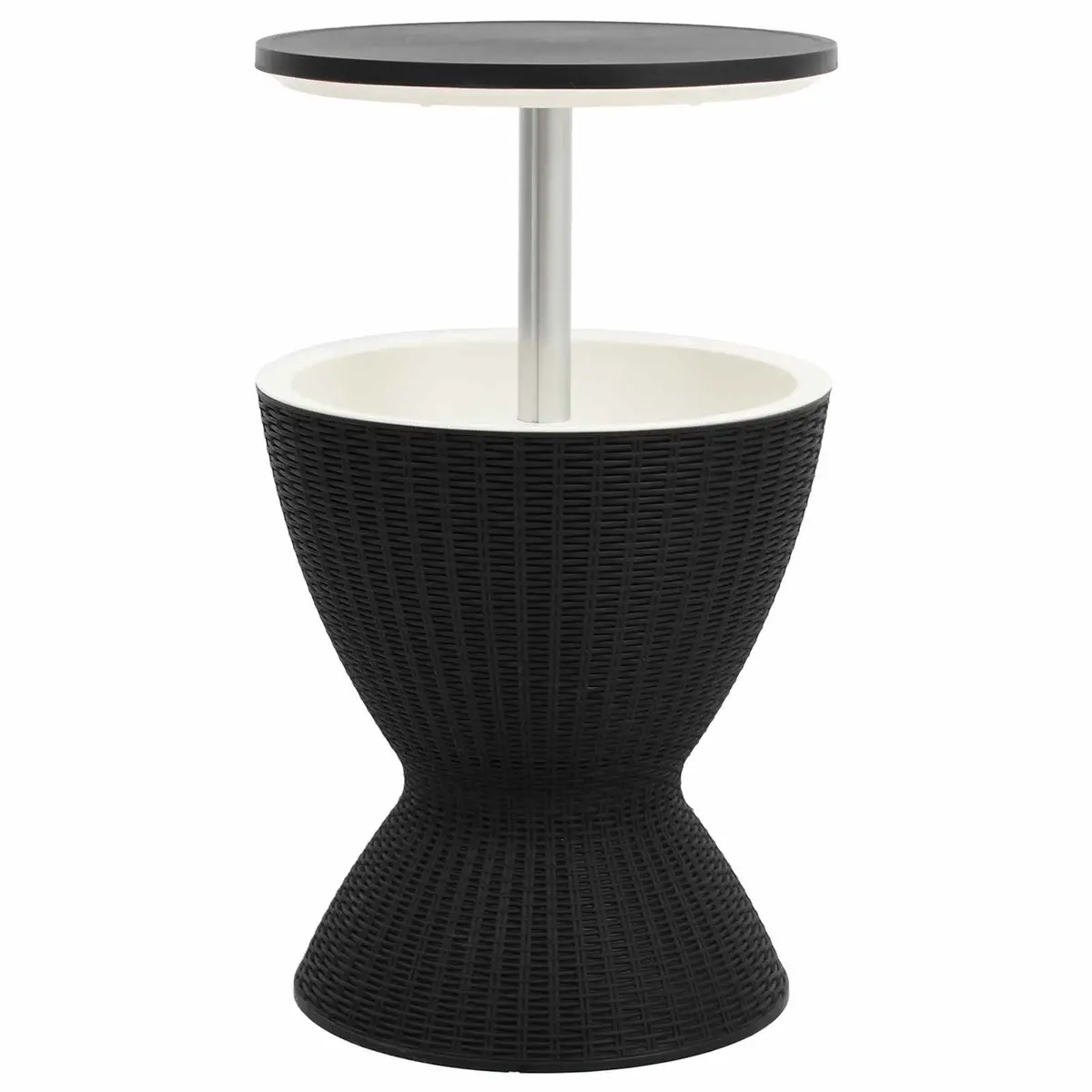 3-in-1 Ice Cooler Table Polypropylene Black Outdoor Beverage Cooler Cocktail Coffee Table