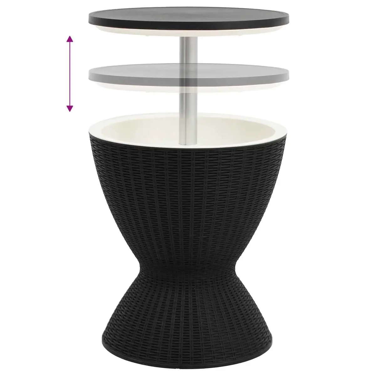 3-in-1 Ice Cooler Table Polypropylene Black Outdoor Beverage Cooler Cocktail Coffee Table