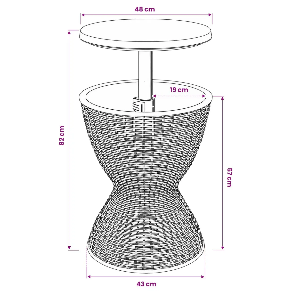 3-in-1 Ice Cooler Table Polypropylene Black Outdoor Beverage Cooler Cocktail Coffee Table