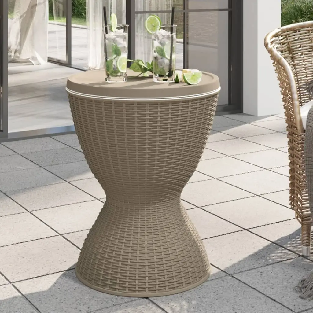 3-in-1 Ice Cooler Table Polypropylene Brown Outdoor Furniture