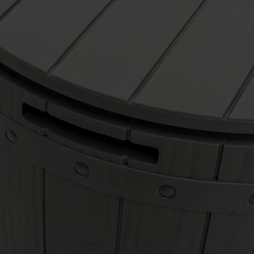 Outdoor Storage Box Black Polypropylene Construction 3-in-1 Bench Table Seating with Imitation Wood Texture
