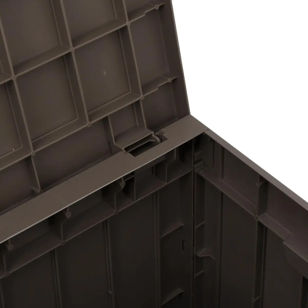 Outdoor Storage Box Grey Garden Furniture Bench Seat with Handles Polypropylene