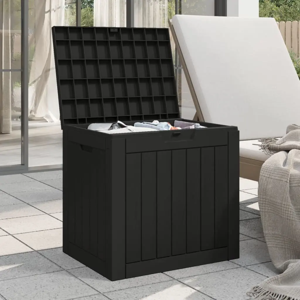 Garden Storage Chest Black Polypropylene Outdoor Furniture 118L Capacity Ergonomic Handles Wide Opening Lid