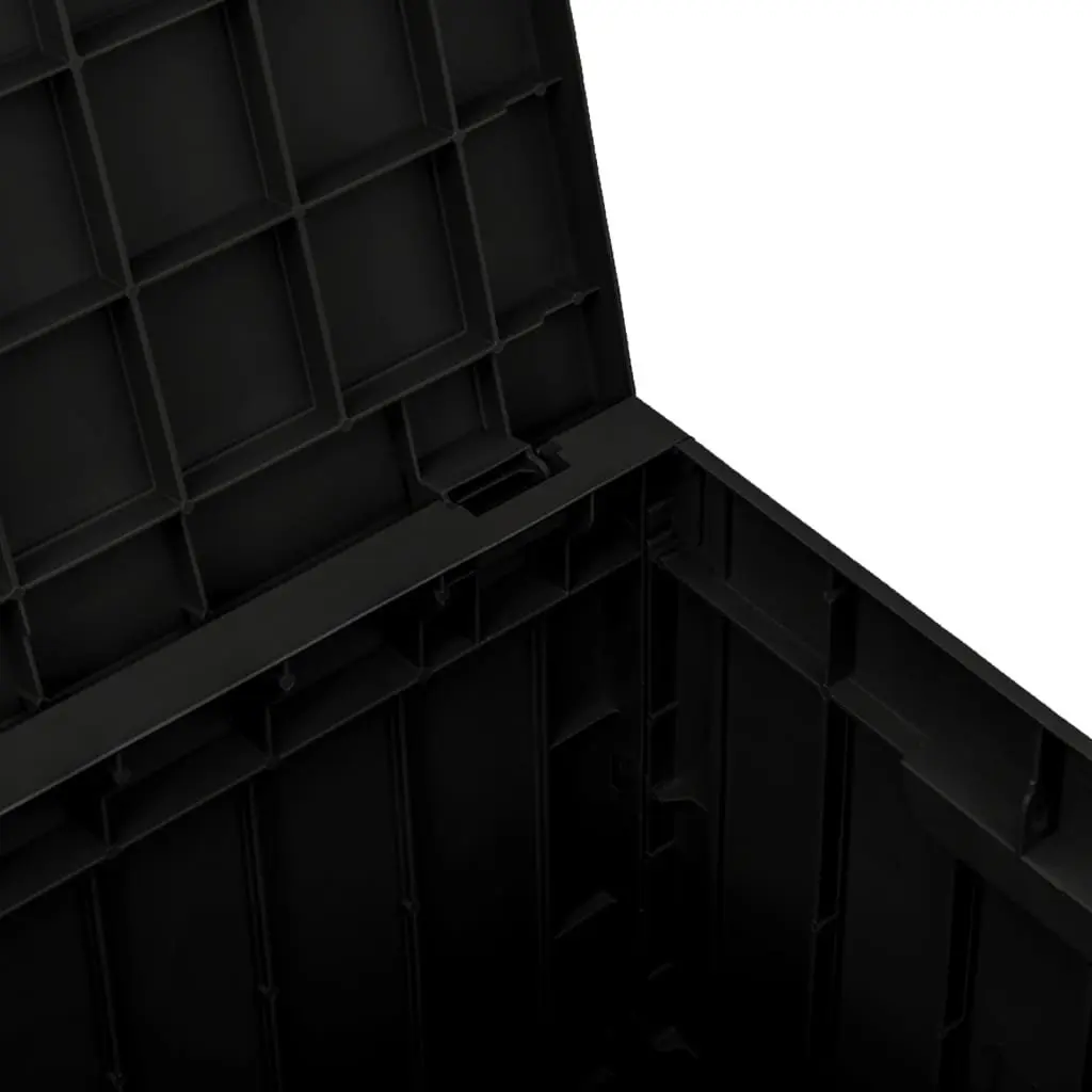 Garden Storage Chest Black Polypropylene Outdoor Furniture 118L Capacity Ergonomic Handles Wide Opening Lid
