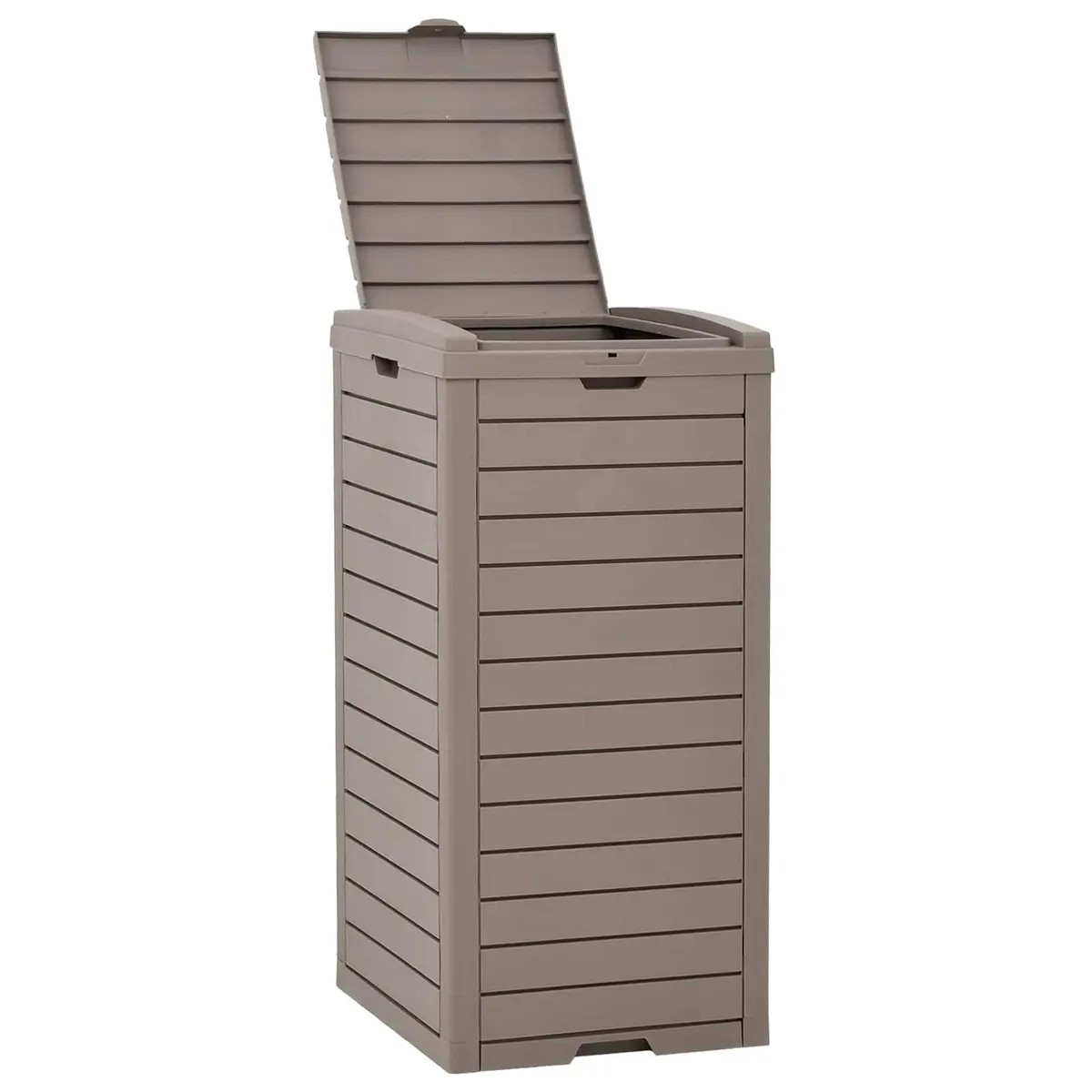 Outdoor Waste Container Polypropylene Double Lid 118L Brown Garden Rubbish Bin with Removable Fluid Tray
