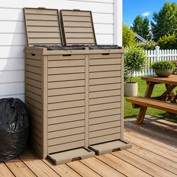 Double Lid Waste Container for Outdoor Spaces