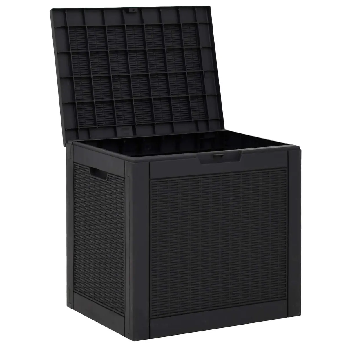 Garden Storage Box Black Outdoor Rattan Design Polypropylene 55.5x43x53cm