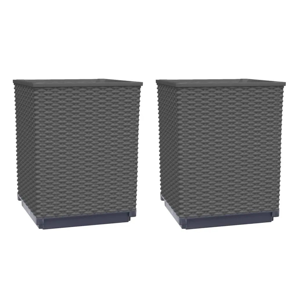 Black Planters Polypropylene 30x30x37cm Set of 2