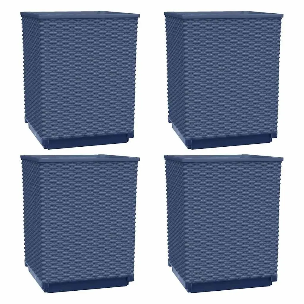 Planters Polypropylene 30 x 30 x 37 cm Grey Outdoor Garden Flower Boxes 4 Piece