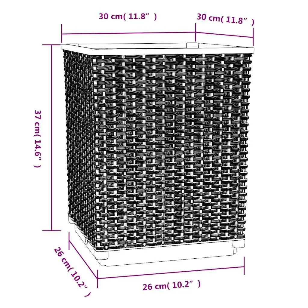 Planters Polypropylene 30 x 30 x 37 cm Grey Outdoor Garden Flower Boxes 4 Piece