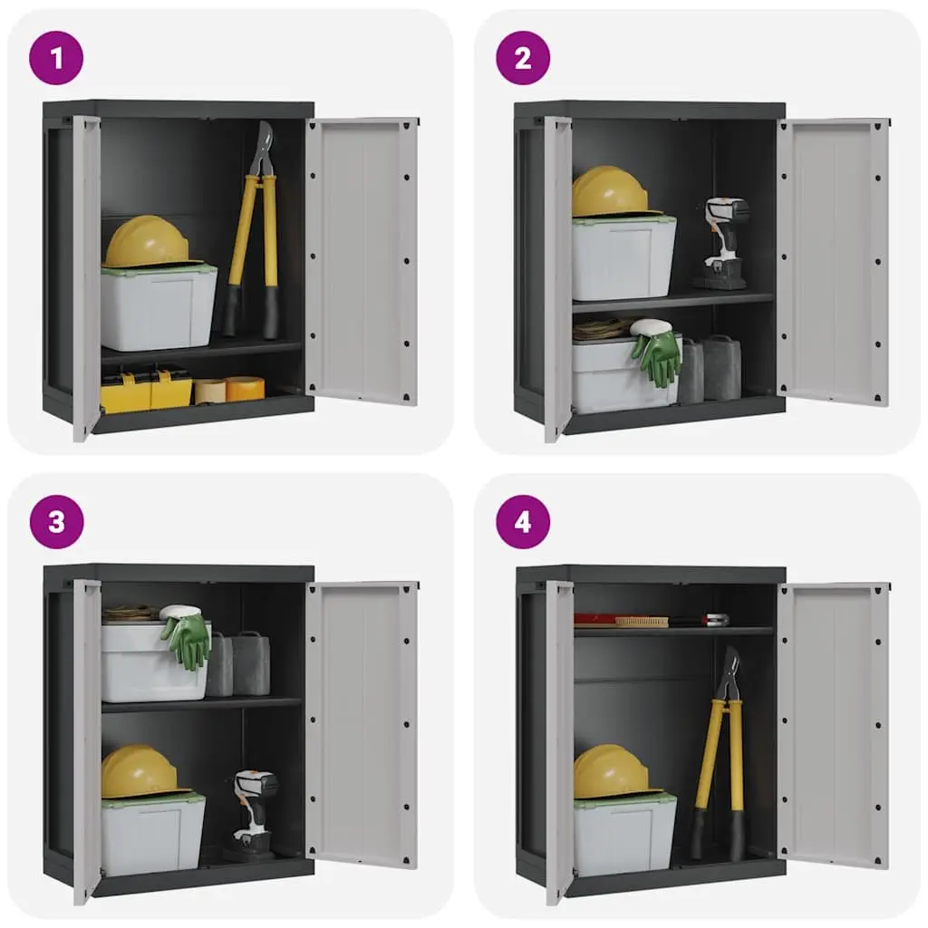 Outdoor Storage Cabinet Polypropylene 65W x 37D x 85H cm Grey Black